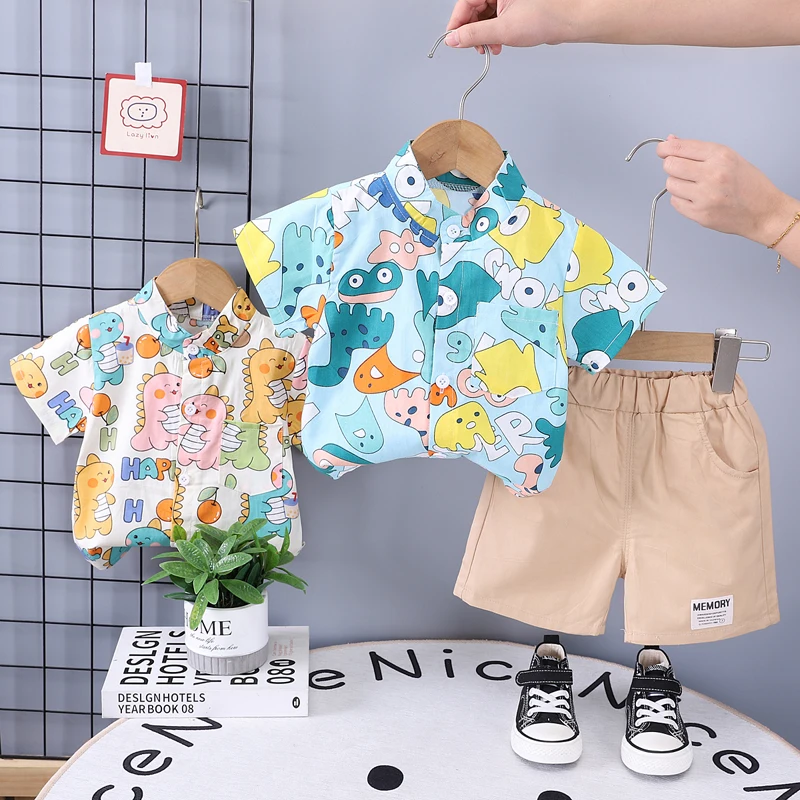 New Summer Baby Clothes Set Children Boys Shirt Shorts 2Pcs/Sets Toddler Clothing Infant Casual Cartoon Costume Kids Tracksuits