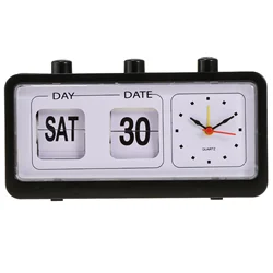 Retro Calendar Flip Clock Bedside Square Clock with 3 Press Button Household Household with 3 Press Button Clock