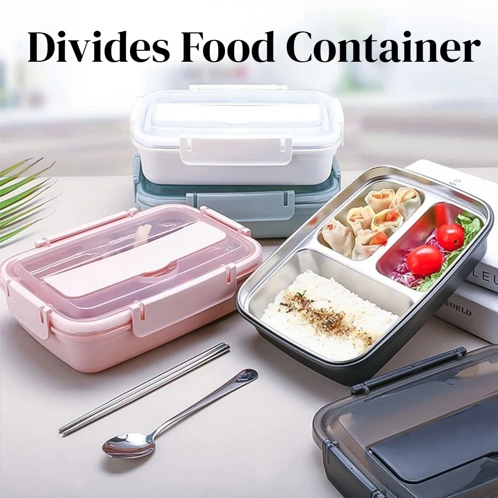 

Sealed Insulation Lunch Box Stainless Steel Reusable Divides Food Container Large Capacity 3/4 Grids Snack Food Box Camping