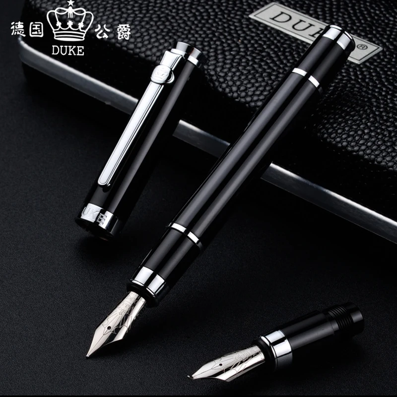 

Duke Black And Silver Carbon Fiber Bent Nib Calligraphy 0.8MM & Fountain Pen For Writing Pen GFP015