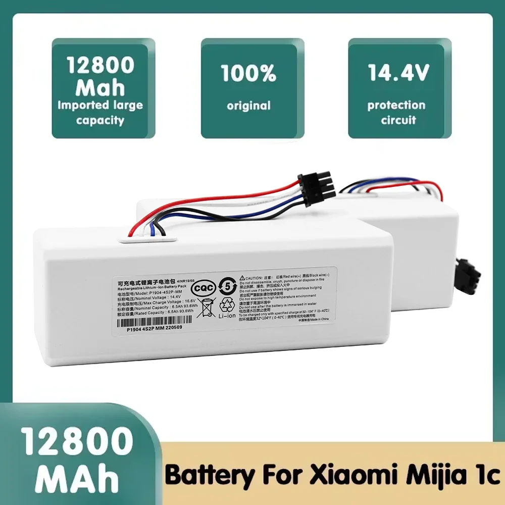 

NEW P1904-4S1P-MM Battery 14.4V 12800mah For Xiaomi Mijia 1C STYTJ01ZHM Robot Vacuum Mop Cleaner Accessories battery