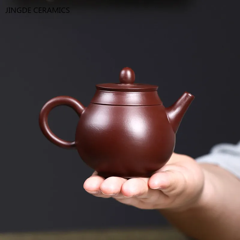 160ml Antique Yixing Purple Clay Teapot Handmade Mesh Hole Filter Kettle Custom Raw Ore Zisha Tea Set Home Beauty Tea Infuser