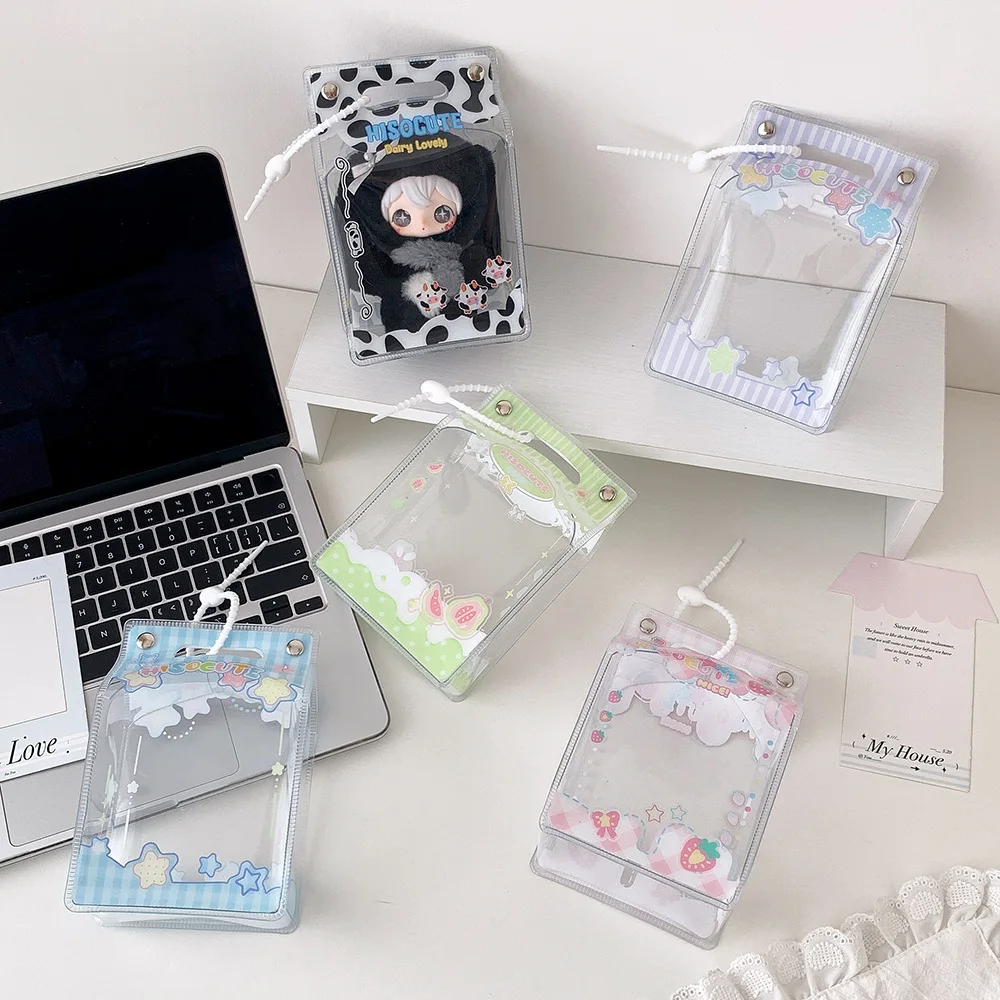 Hot Selling Fashion Simple PVC Transparent Strawberry Doll Storage Bag Cute Girls Decoration Pendant Display Figure Bag Gifts