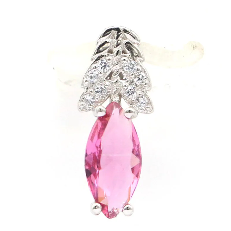 Buy 3 Get 1 Free 925 Solid Sterling Silver Pendant 16x7mm Minimalist style Pink Tourmaline London Blue Topaz White CZ