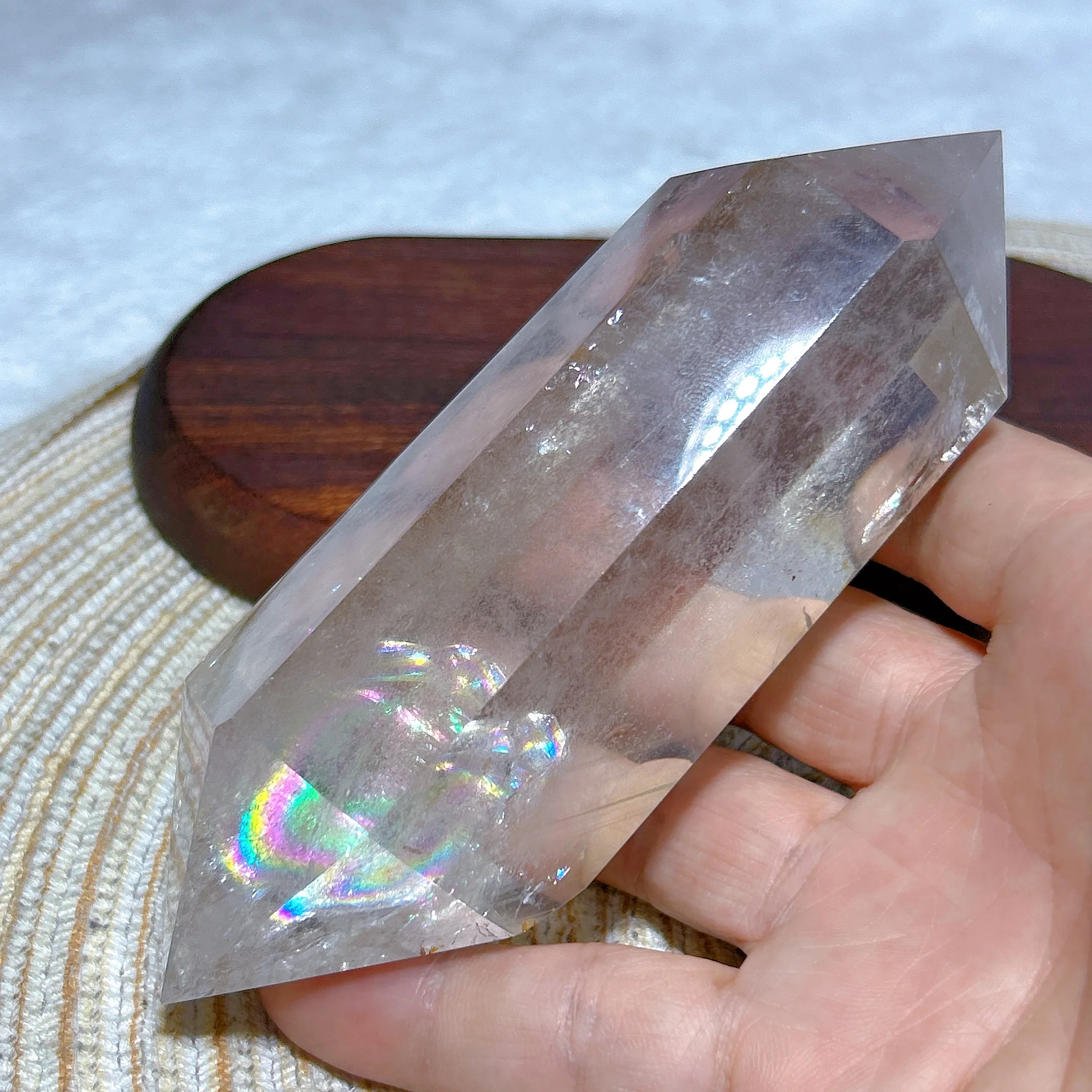 Healing Natural Crystals Clear Quartz Rainbow Double Tower Point High Quality Reiki Home Decorations Mineral Energy Gift