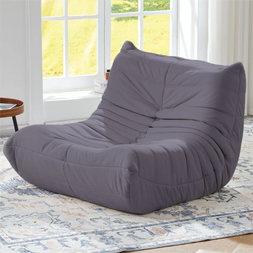 Large Bean Bag Chairs for Adults, Gaming Bean Bag Chairs with Back Support, Waterproof Faux Leather Fabric, Convertible Ergonomi