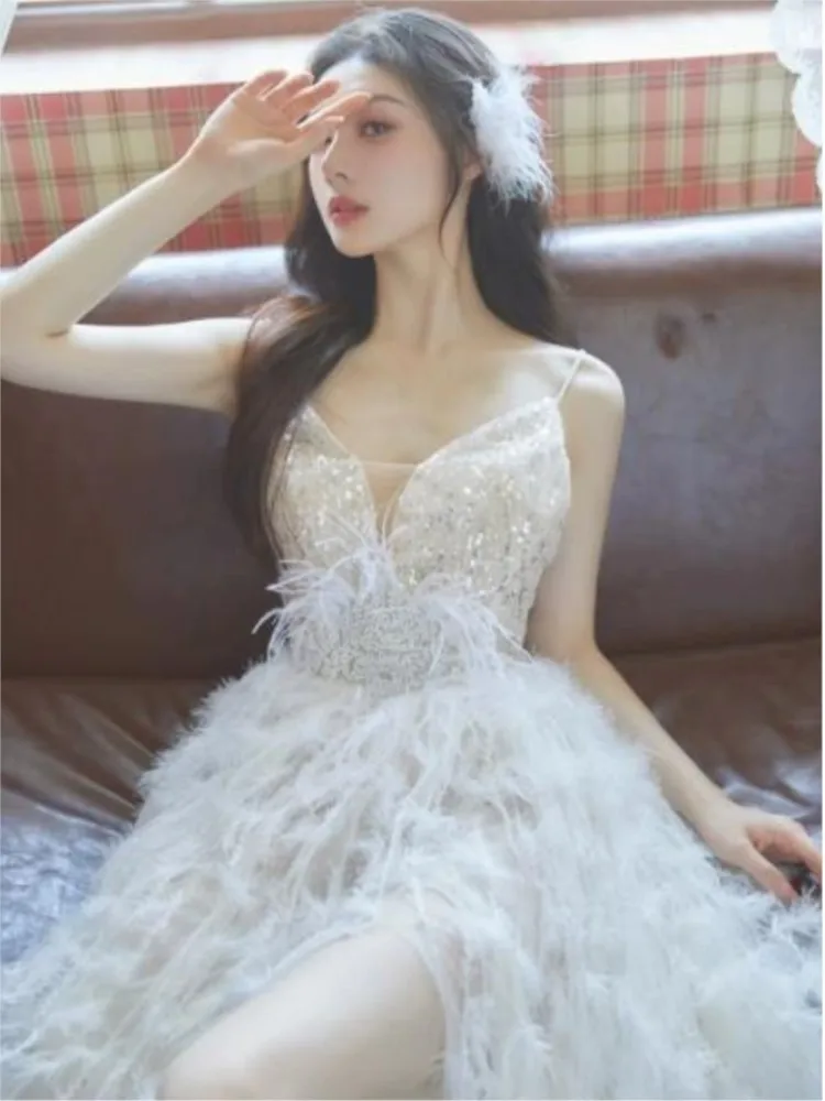 

A niche elegant light luxury heavy craftsmanship and fairy-like long dress