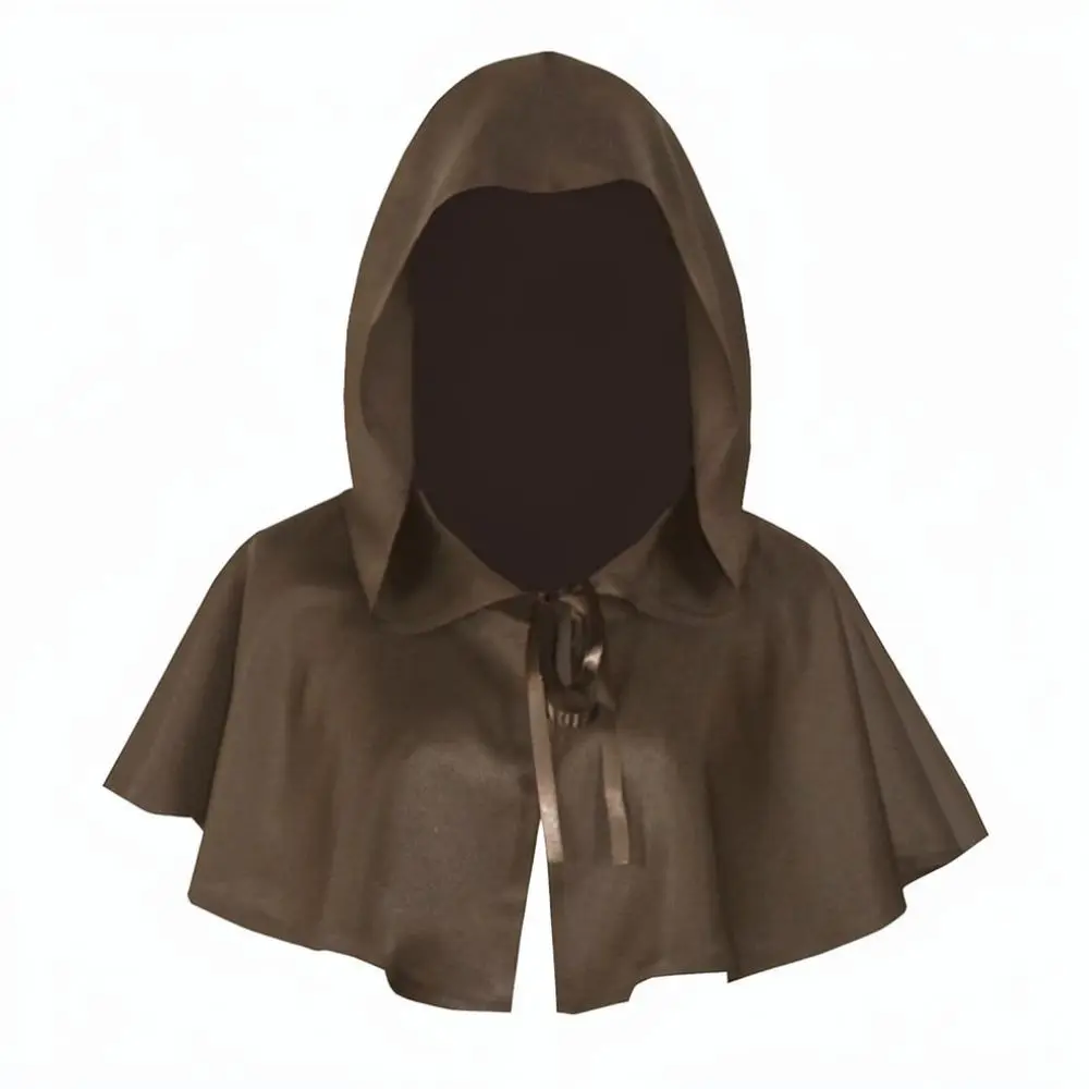 Medieval Hooded Cape Halloween Costume Adult Reaper Cloak Witch Robe Cosplay Fancy Dress Party Performance Apparel