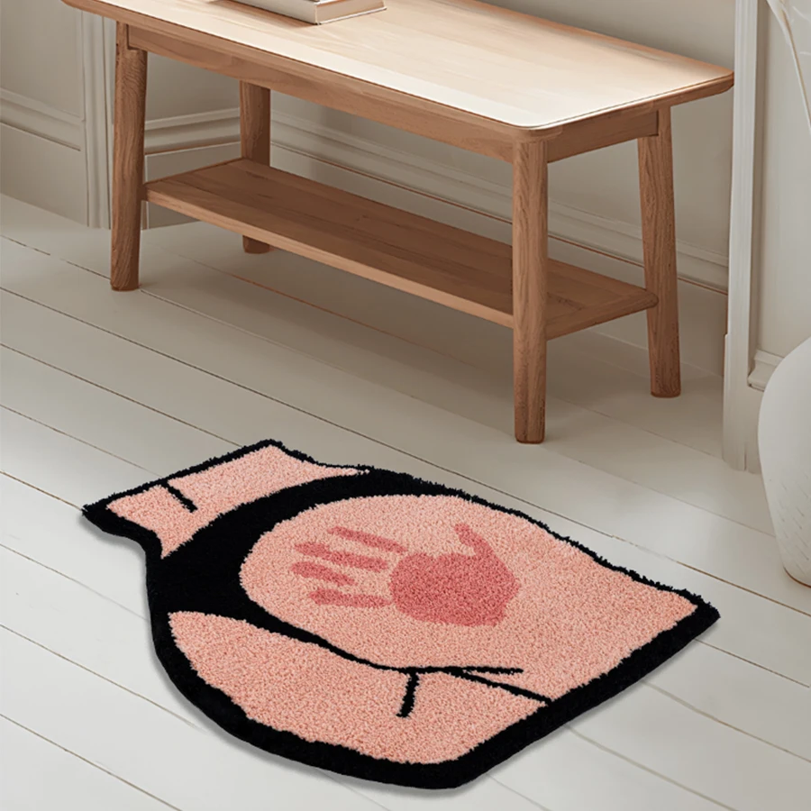 Ass Butt with Hand Print Tufted Rug for Bathroom Bedroom Aesthetic Butt-Printed Bath Mat Soft Fluffy Booty Area Rug Home Decor