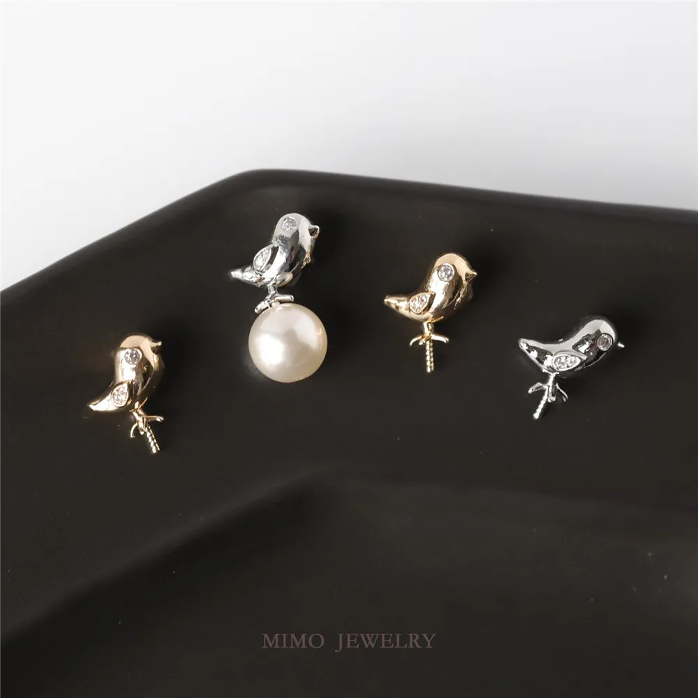 

Micro Inlaid Zircon Bird Tray Charm Pendants 14K Real Gold Plated Brass Jewelry Making Supplies Diy Accessories M-451