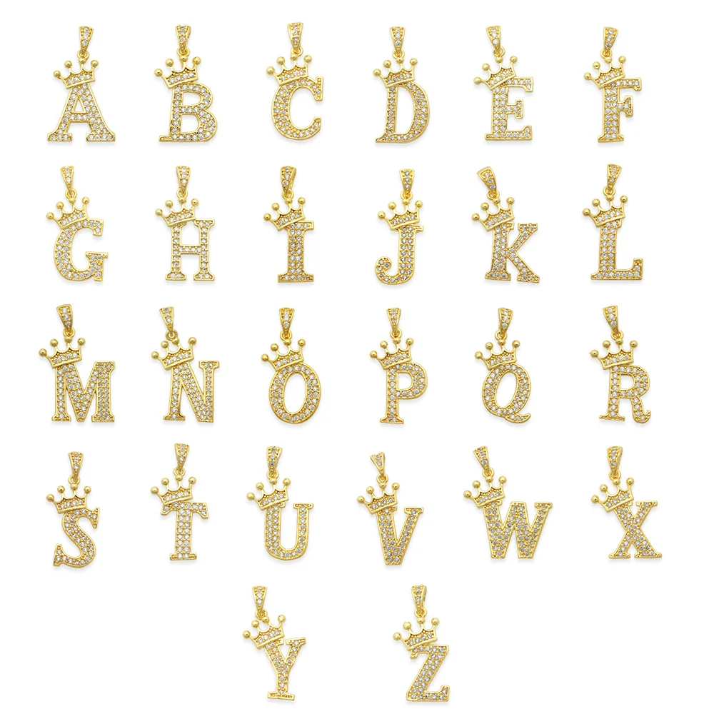 1 Set 26pcs A-Z diy Letter Charms Wholesale Inital Name Cubic Zirconia Jewelry Pendants For Necklace Bracelet Making Finding