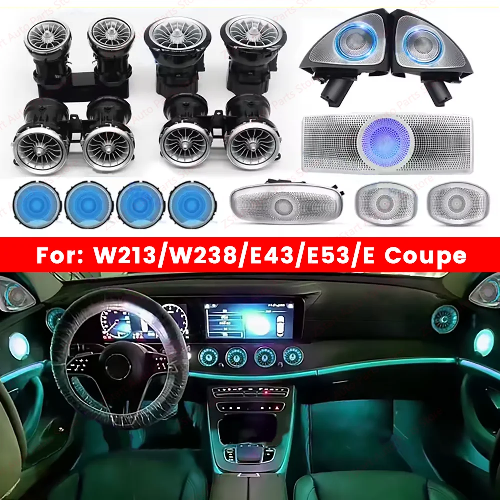 

64 Colors LED Air Vents For Mercedes Benz W213 E-Class E Coupe W238 E43 E53 3D Rotating Tweeter Speaker Interior Ambient Light