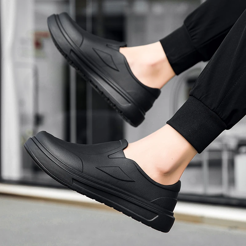 Men's Chef Shoes Anti Slip Oil Resistant Dirt Resistant Work Shoes Quick Drying Thick Soled Rain Shoes Large Size Breath Clogs image 5