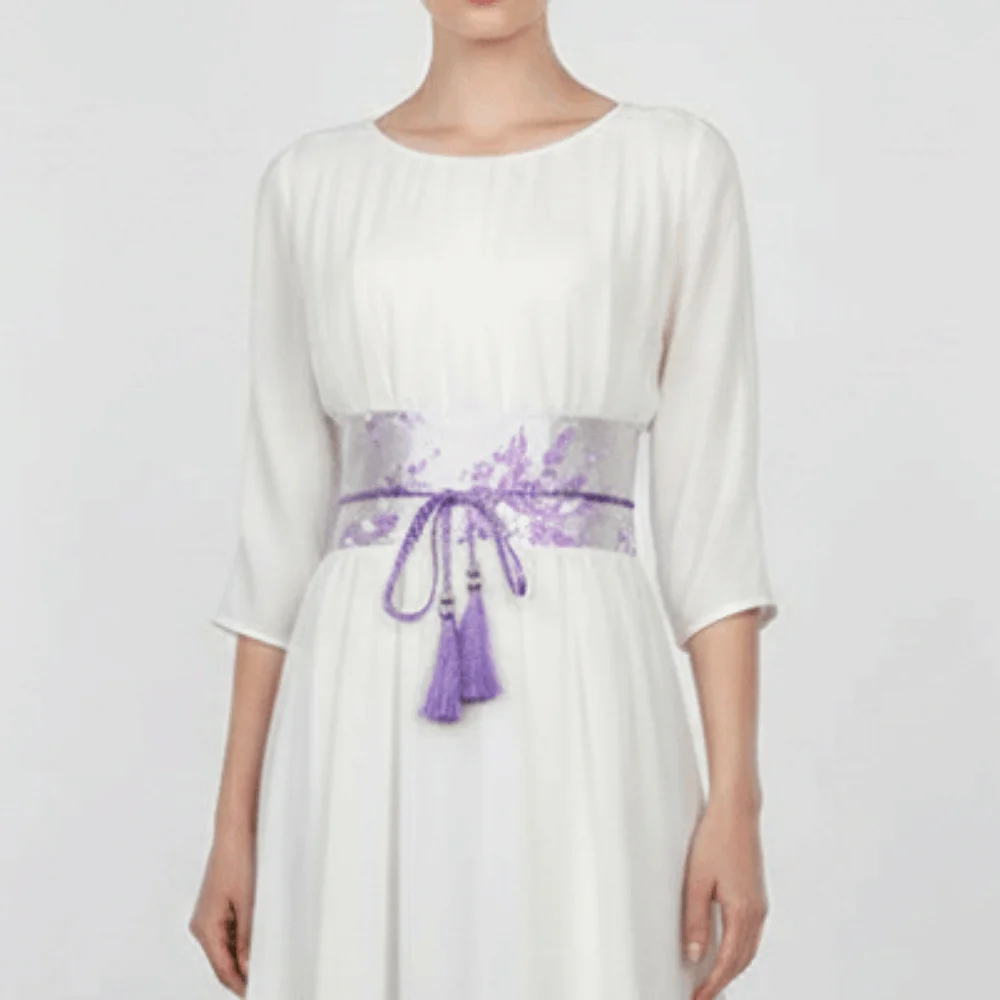 Wide Style Embroidery Corset Embroidered Retro-pattern Hanfu Waistband Soft Fabric Traditional Ethnic Girdle Kimono Match