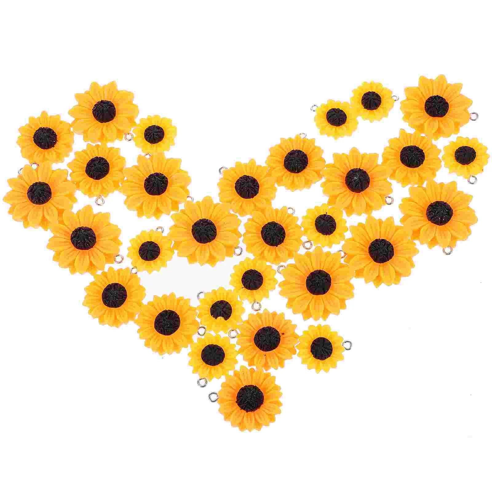 30 Pcs Resin Daisy Sunflower Pendant DIY Necklace Earrings Hair Accessories Keychain Decor Bracelet Pendants Charms for