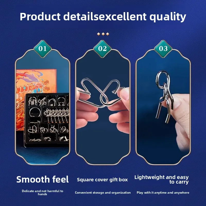 لعبة تعليمية بإبزيم ذكي مكونة من تسعة وصلات، قفل لوبان كونج مينغ، مجموعة كاملة من 24 ألعاب تعليمية للأطفال والابتدائية #3