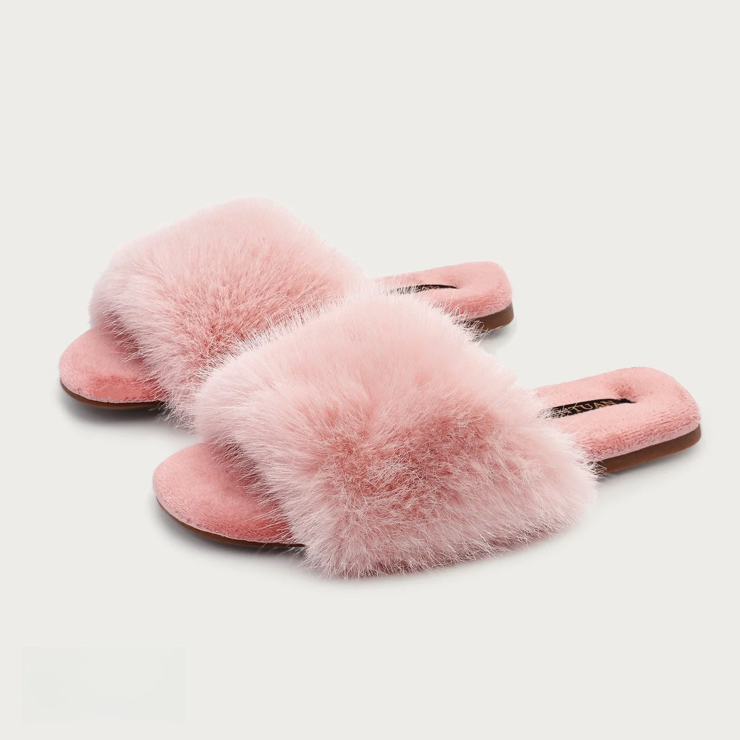 Autumn Winter Imitation Mink Fur Gentle Skin-Friendly Warm Cotton Slippers Indoor Non-Slip Rubber Sole Home Shoes Women Slippers