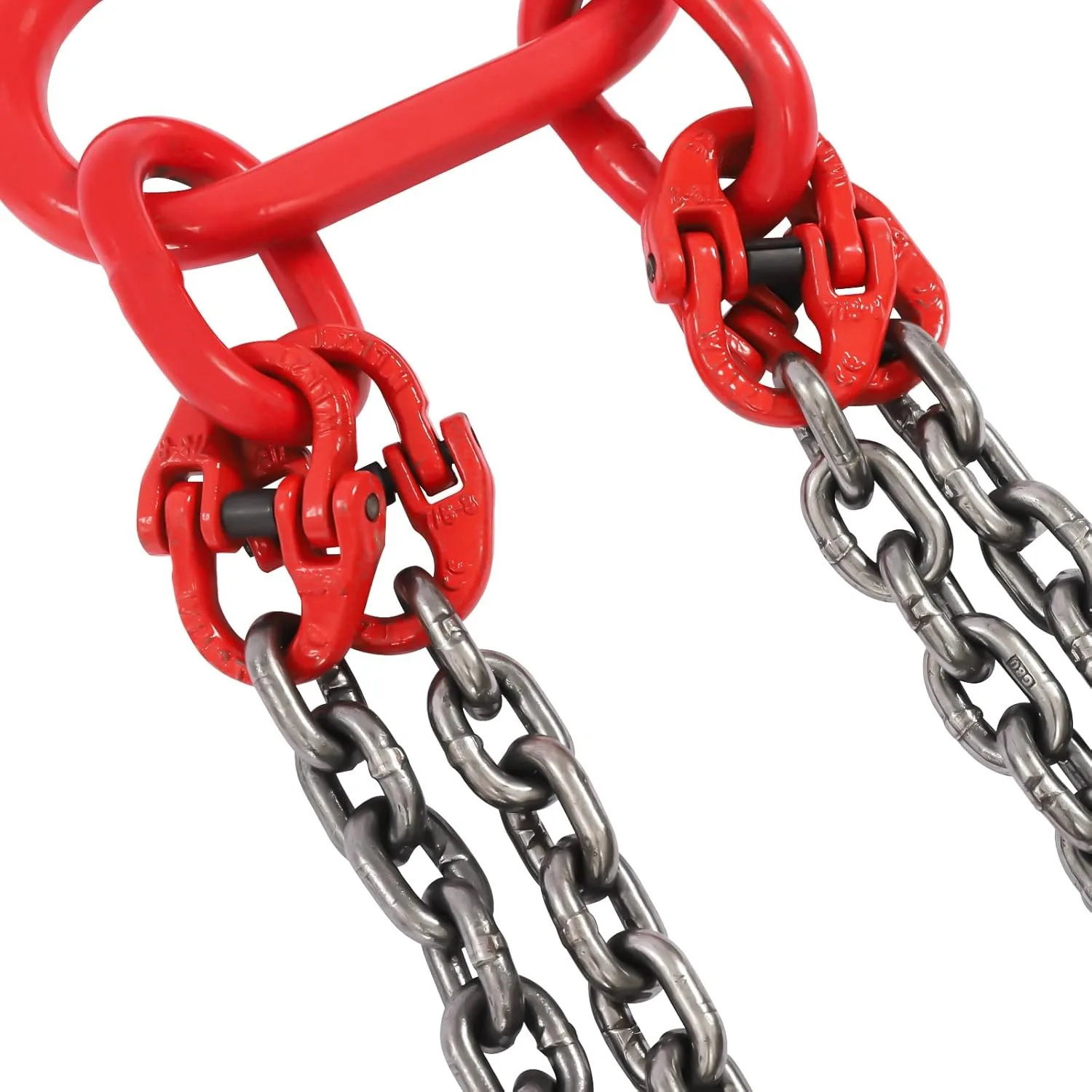 Lifting Chain Sling 5/16 Inch X 13 Ft Engine Hoist Lift Chain G80 Alloy Steel 20 Ton with 4 Leg Grab Hooks for Mining, Machinery
