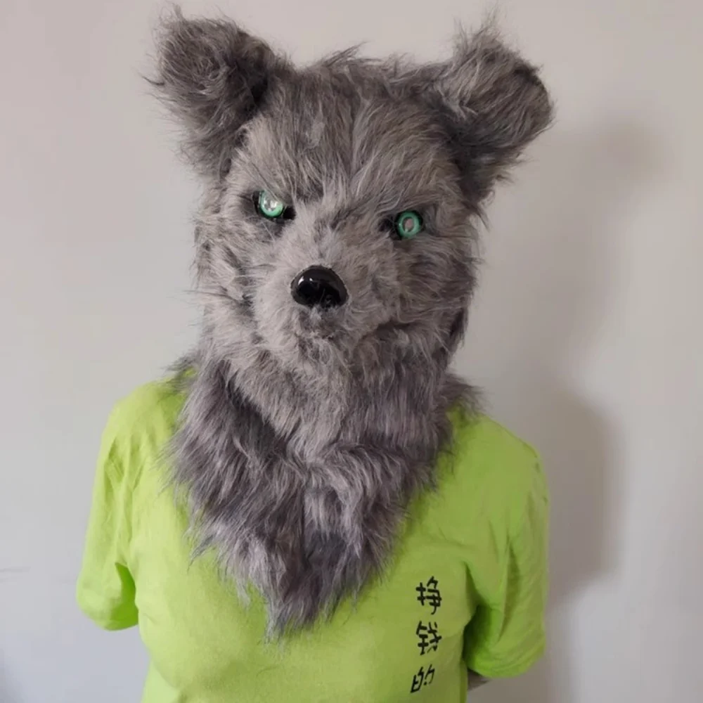 Disfraz de Kig Kigurumi para hombre y mujer, traje peludo con cabeza, Lobo, muñeca, máscara de bestia, utilería de Halloween