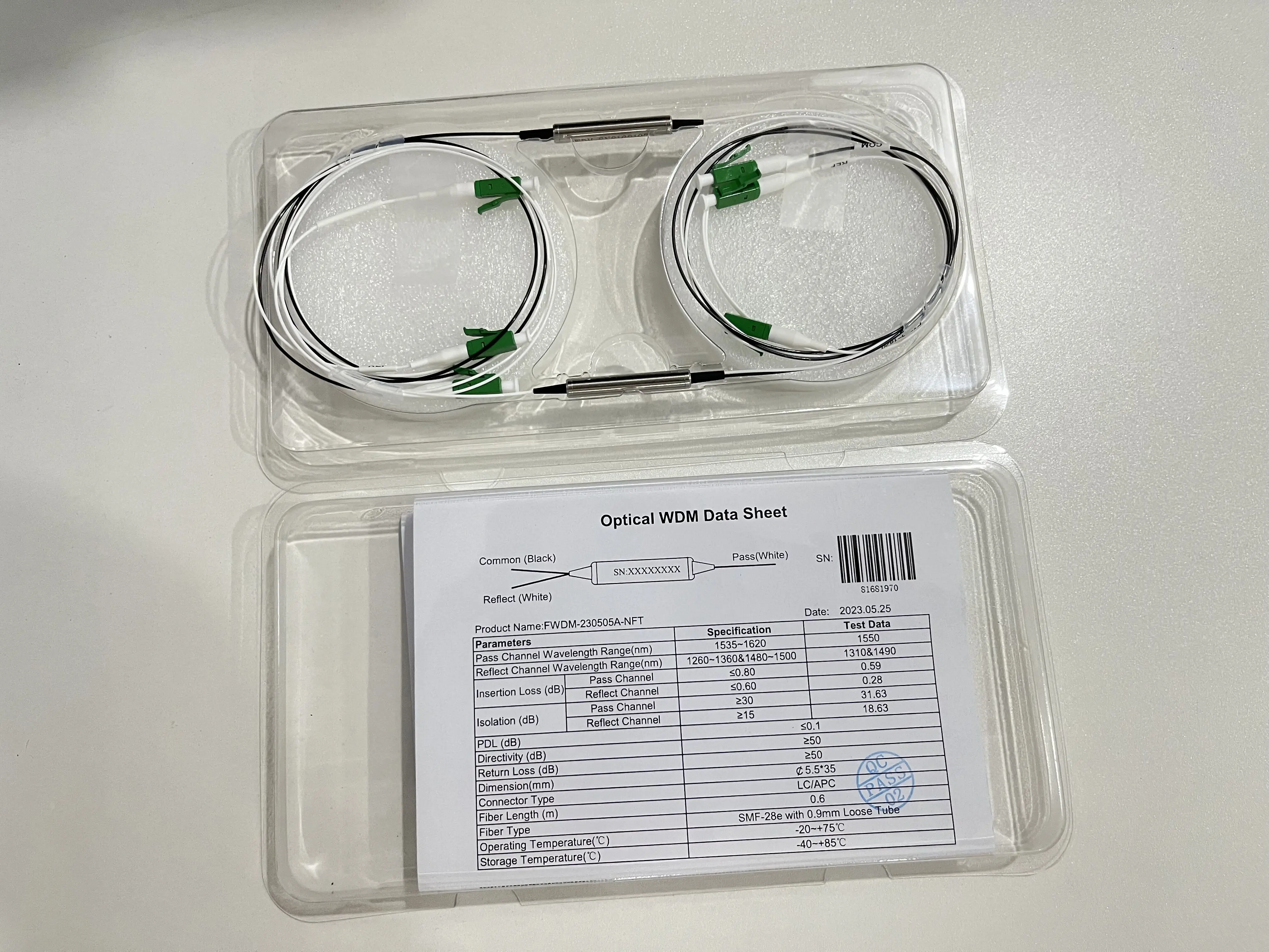 LC APC connector 1550nm 0.9mm Loose Tube Optical Fiber FWDM Module