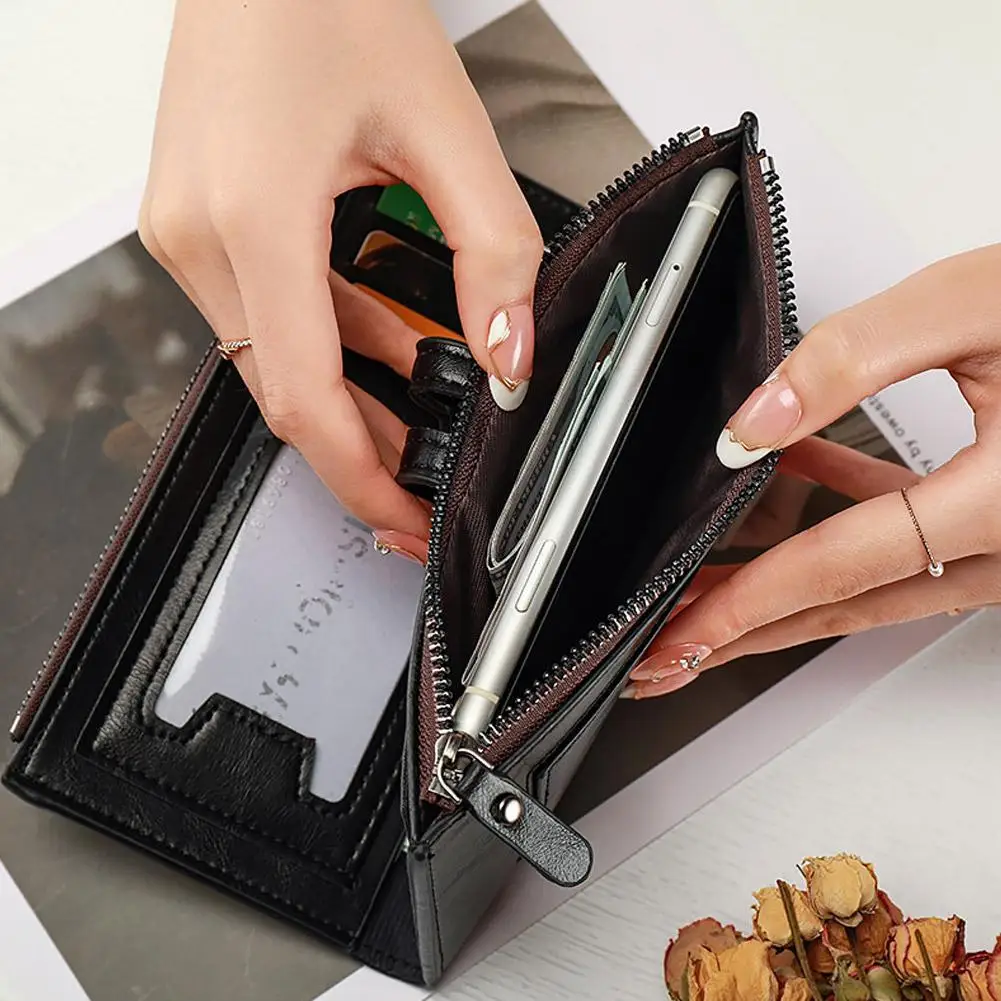 Ladies Long Wallet High Aesthetic Dual Zipper Magnetic Buckle Card Holder PU Material Waterproof Everyday Use