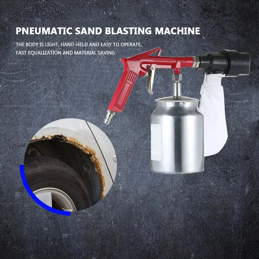 Pneumatic Air Sand Blaster 2.5bar 450ml Sandlasting Spray Gun Tool 1/4inch Air Sandblasting Gun with 4 Nozzle for Removing Rust