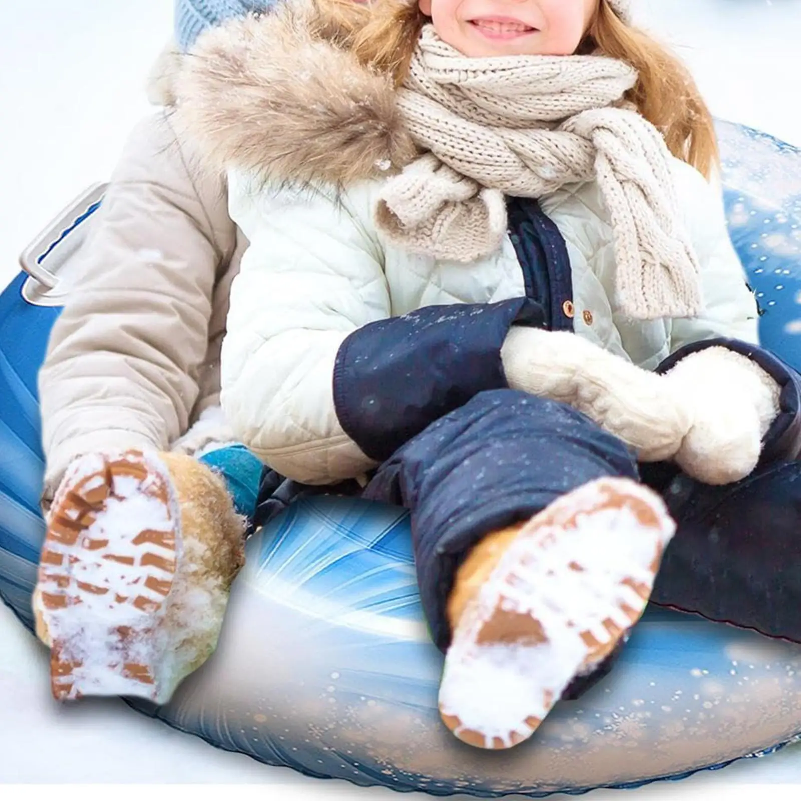 Winter Inflatable Snow Tube Deep Seat Handle Heavy Duty Outdoor Sledge for Snow Play Tubing Activities for Children