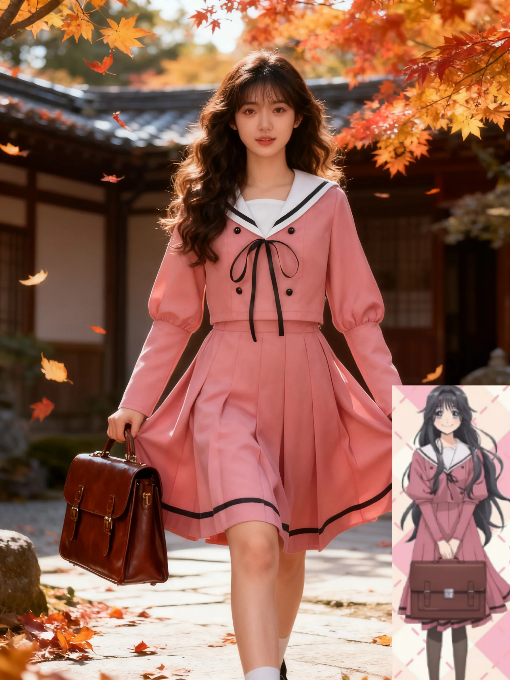 أنيمي زهرة عطرة تزهر مع كرامة واغوري كاوروكو تأثيري حلي الوردي كلية نمط JK تنورة زي مدرسي البدلة #1