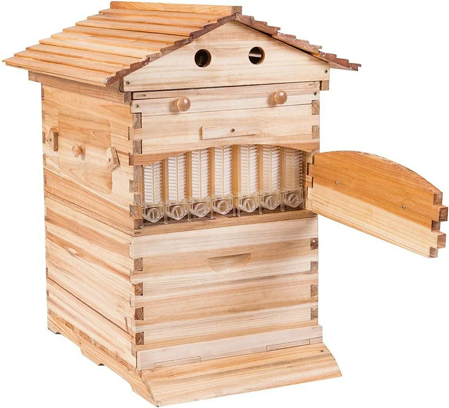 

7 Pcs Automatic Wooden Hive Honey Auto Self Flowing Beehive for Honey Bees