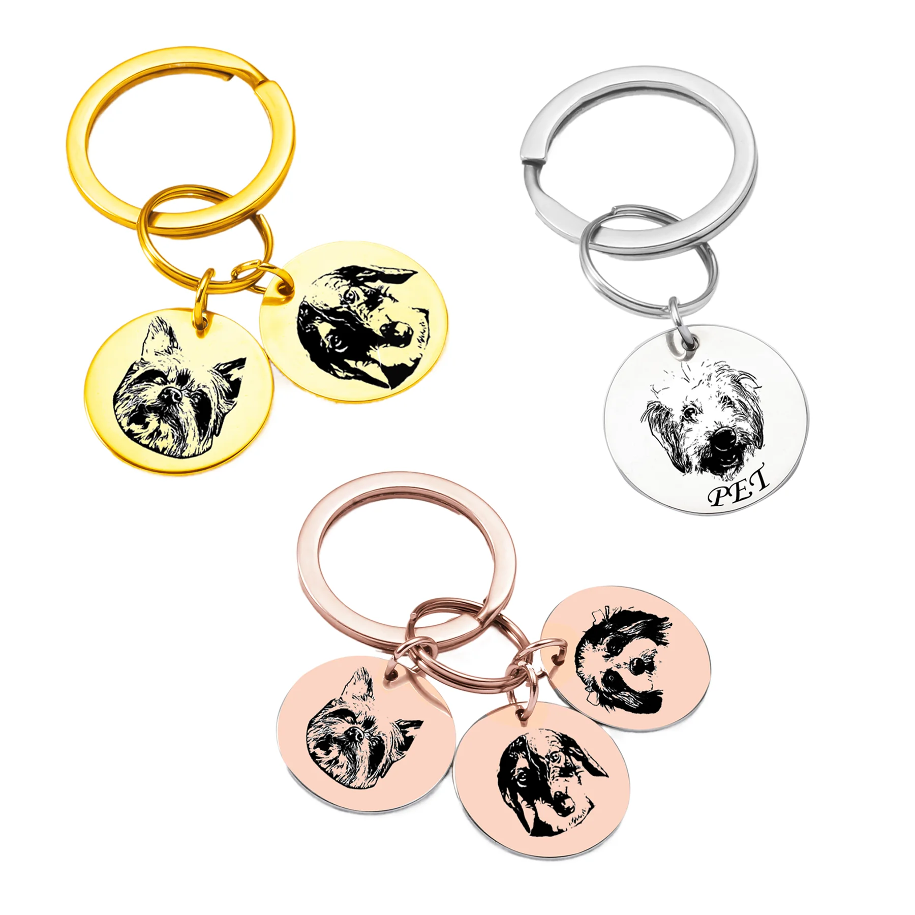 Personalized Pet Portrait Keychain Pet Lovers Gift Dog Best Friend Gift Portrait Keychain Custom Keychain Custom Pet Gifts