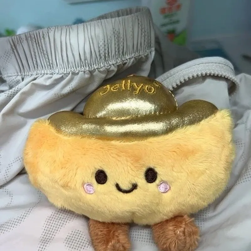 Super süßes Original-Cartoon-Plüschtier mit glücklichen Goldbarren, weicher Schlüsselanhänger, Taschenanhänger, Glücksüberraschungsgeschenk für viel Glück, Sucher
