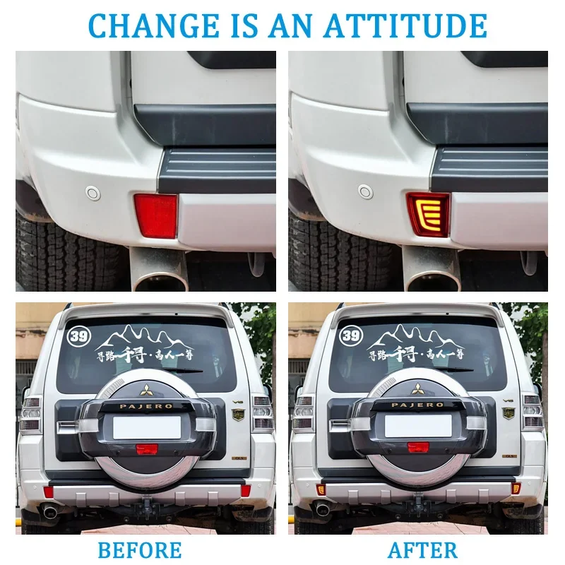 For Mitsubishi Pajero V93 V97 V85 V87 LED Rear Bumper Light 3-in-1 Functions Rear Running Light + Brake + Turn Signal Reflector