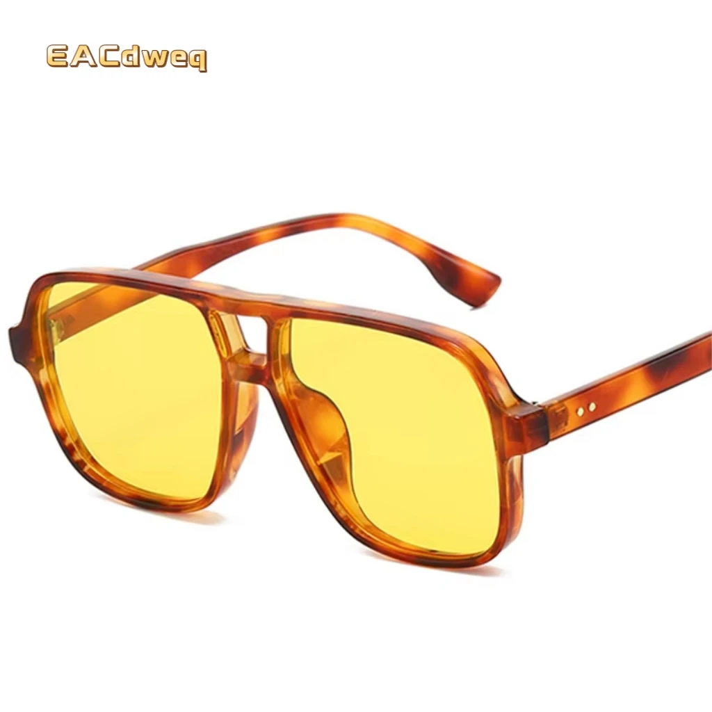 Nouvelles Lunettes de Soleil Carrées à Double Pont pour Femme, Tendance Mode, Dégradé UV400, Rivets Rétro, Couleurs Bonbon, Lunettes de Soleil Tendance pour Homme