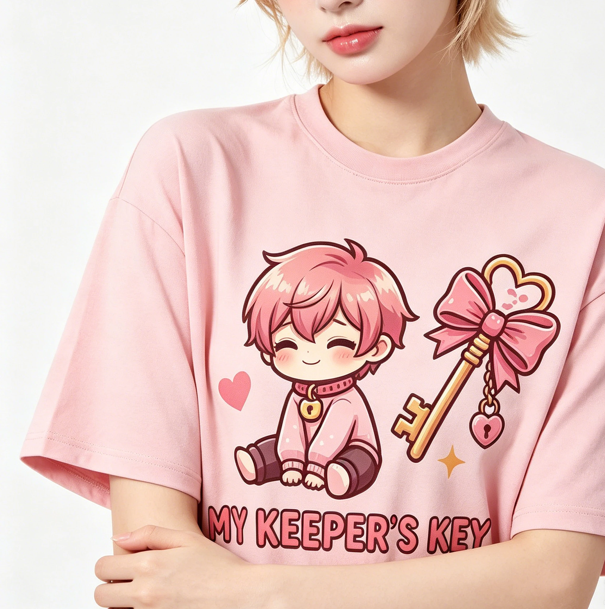 LGBT Oversize 260g Black Locked Boy Chastity Tee Sweet Sissy Sub Catboy Delicate Otokonoko Grunge Street Tee