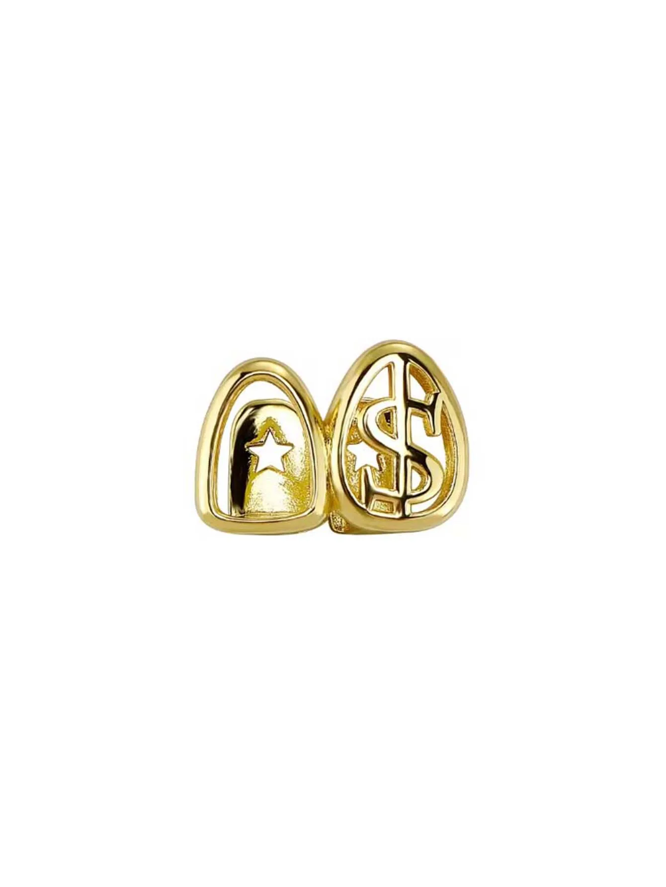 1Pcs Hollow Dollar Sign Double-Spaced Teeth Is a Cool And Shiny Hip-Hop Accessory Suitable For Both Men And Women.