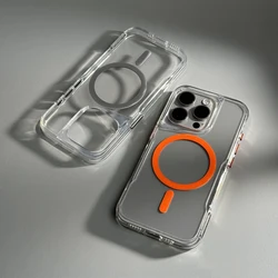 Clear Crystal Anti-fall Bumper for MagSafe Phone Case for iPhone 17 16pro max 14 15 16 13 11 12 Wireless Charging Hard PC Cover