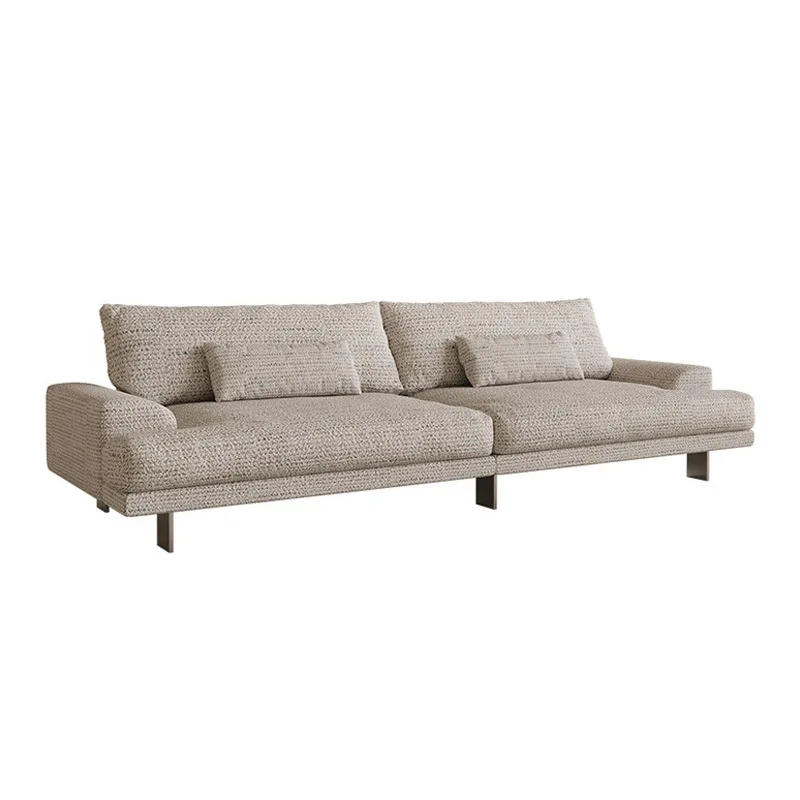 Italian cotton and linen fabric sofa living room down retro modern simple high-footed suspension straight row three-person sofa