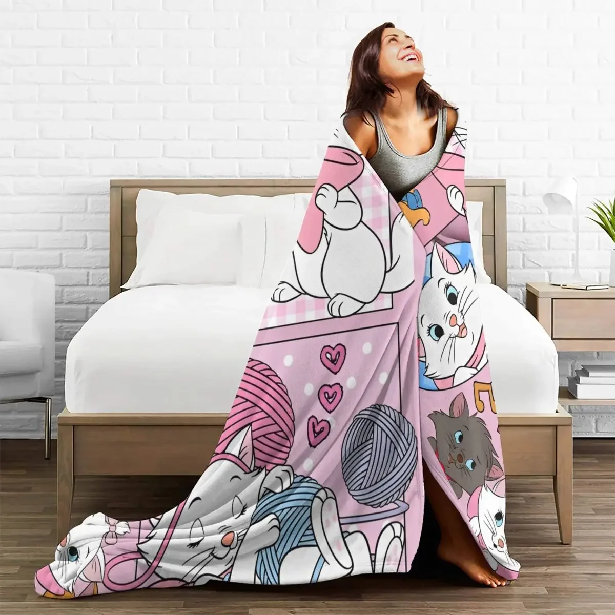 Aristocats Marie Cat Kawaii Blanket Quality Warm Animal Cartoon Throw Blanket Autumn Airplane Travel Couch Chair Funny Bedspread