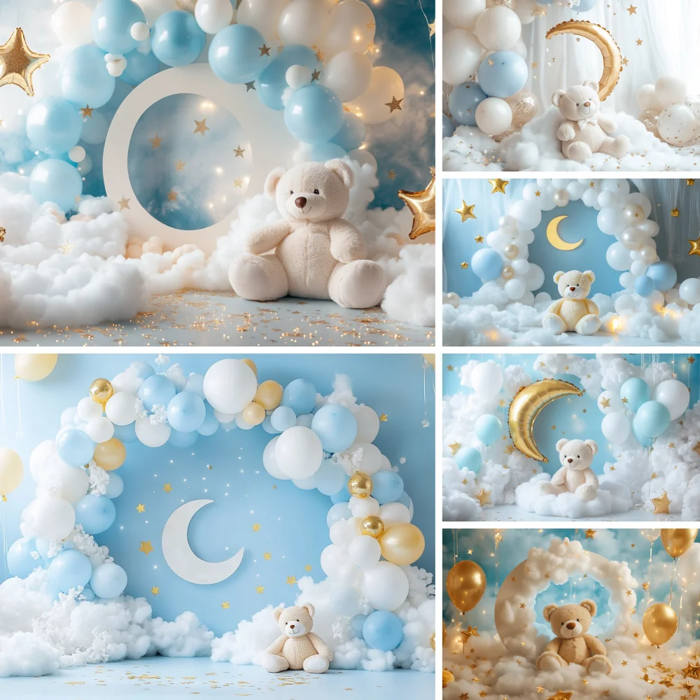 

Happy Birthday Party Photography Backdrop Baby Shower Newborn Portrait Colorful Balloon Arch Decor Photo Studio Background