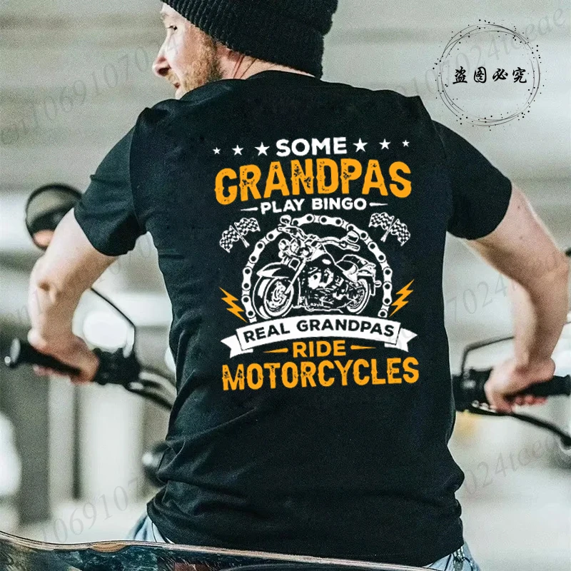 Motorcycles Design Men's T Shirt Top GRANDPAS RIDE MOTORCYCLES Black White T-Shirt Unisex Casual Tees Short Sleeve Men Clothing