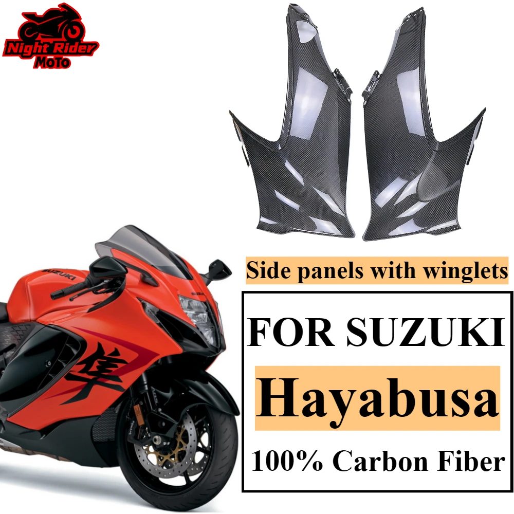 

Motorcycle Modification Accessory, For SUZUKI Hayabusa 2022 2023 2024 2025+ 100% pure 3K Carbon Fiber Side panels with winglets