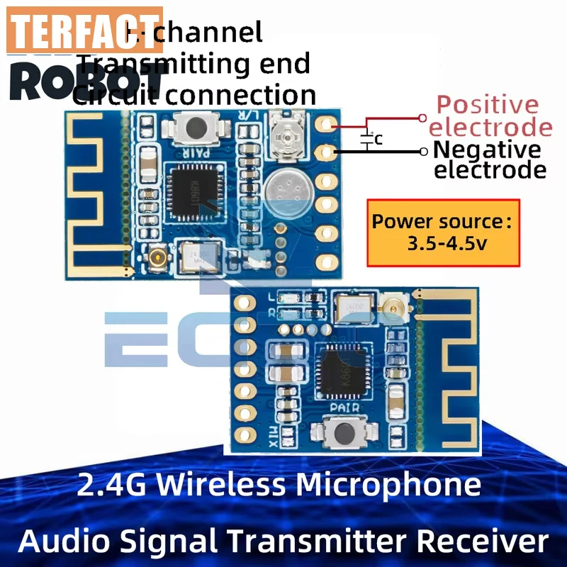 2.4G Wireless Microphone Audio Signal Transceiver Module - 3.3-5.0V TX/RX Audio Module Board