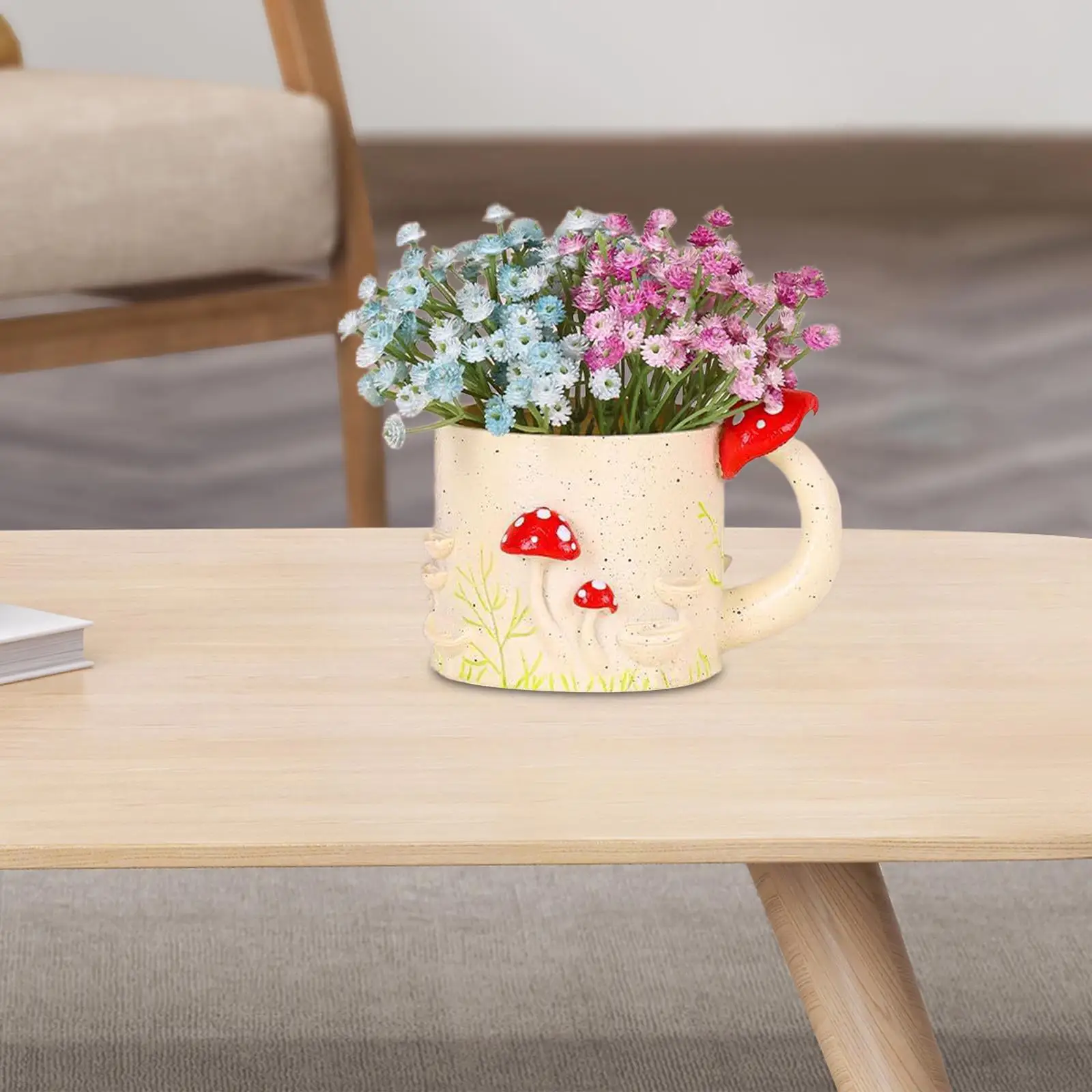 Cup Flower Pot Small Resin Multipurpose Pen Holder Planter Plant Container for Windowsill Indoor Outdoor Shelf Desk Office