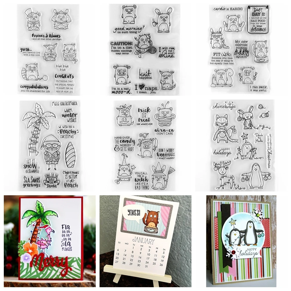 Grouchy Animals Klare Stempel und Stanzformen Grumplings In Kostüm Silikonstempel für DIY Scrapbooking Album Kartenherstellung Decora