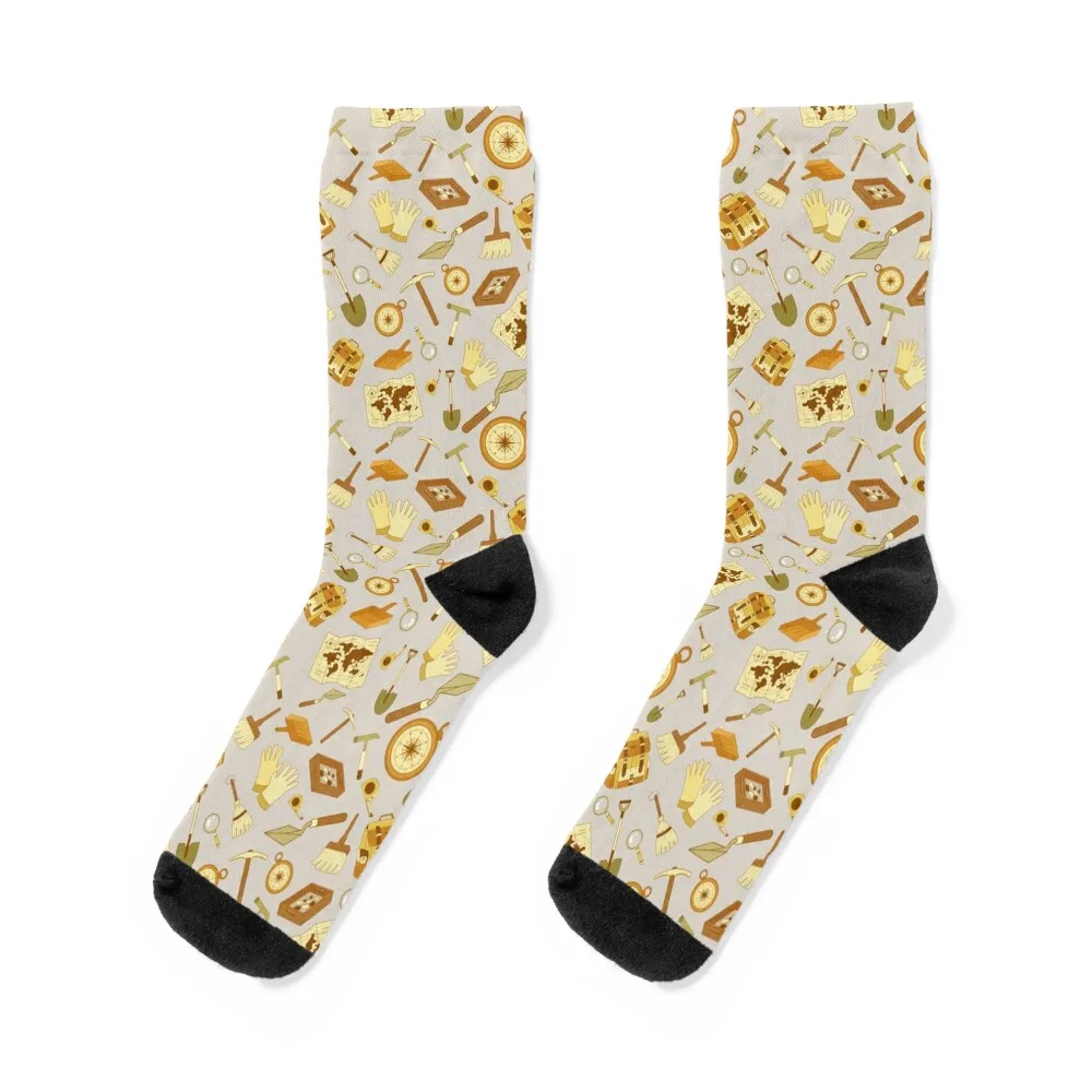Archaeology Toolbox Background Pattern Socks New year's moving stockings winter tennis Socks For Girls Men's