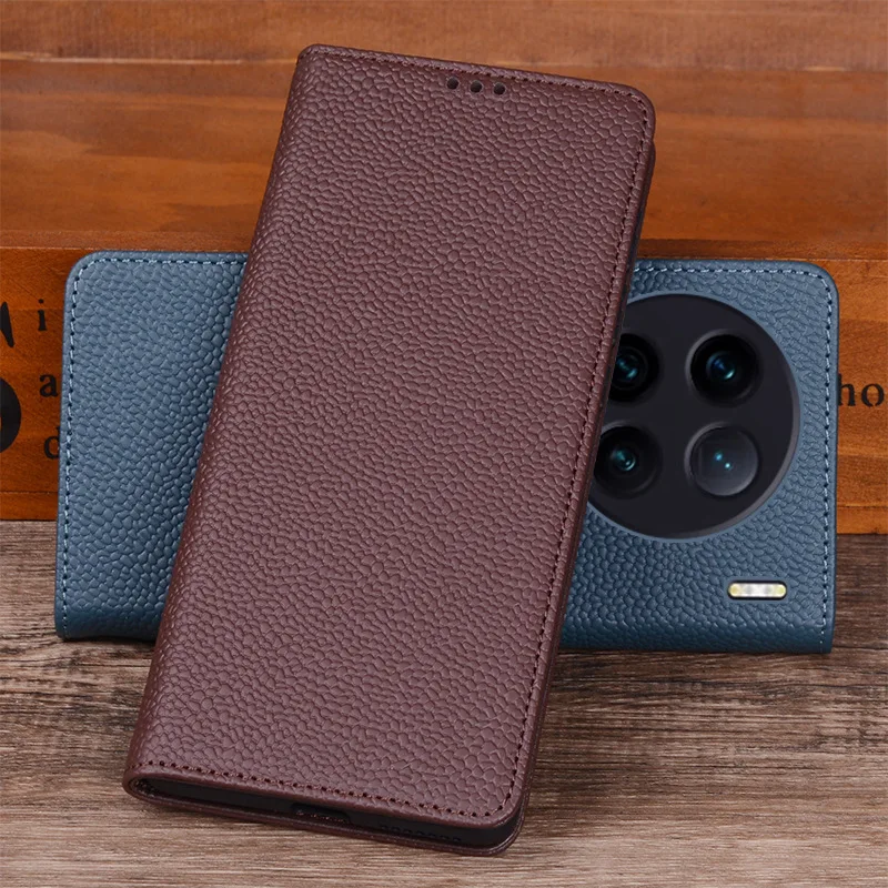 

Genuine Leather Magnet Clasp Phone Cover Case For Vivo X90s X90 X80 X70 Pro Plus Kickstand Holster Cases Protective Full Funda