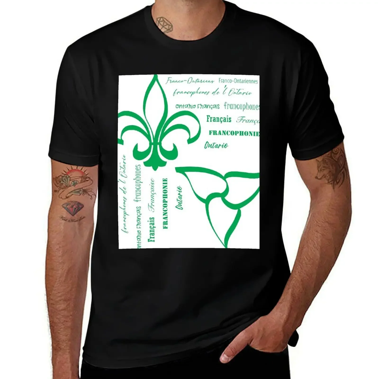 Franco-Ontarian logo design with text/phrases T-Shirt customizeds Man t-shirt anime t shirts summer clothes mens tall t shirts