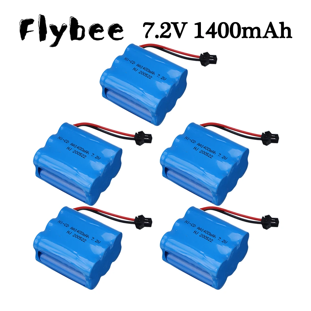 7.2v 1400mah Ni-CD Battery SM PLUG For RC Toys Car Tanks Trains Trucks Robot AA 7.2v Rechargeable Battery Pack For RC Boats