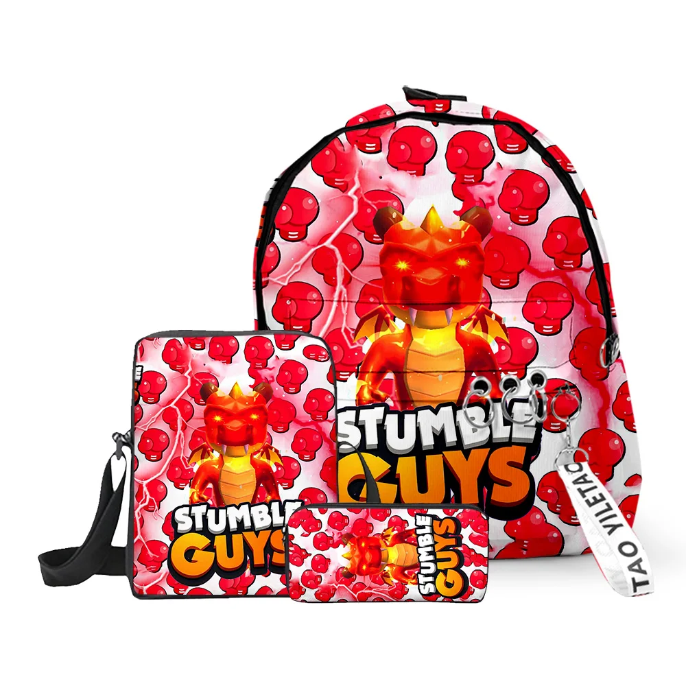 Sac d\'école Stumble Guile 3D étanche, sac à bandoulière, étui à stylo, sac à dos de voyage, primaire, collégiens, garçons, filles, 3 pièces, ensemble