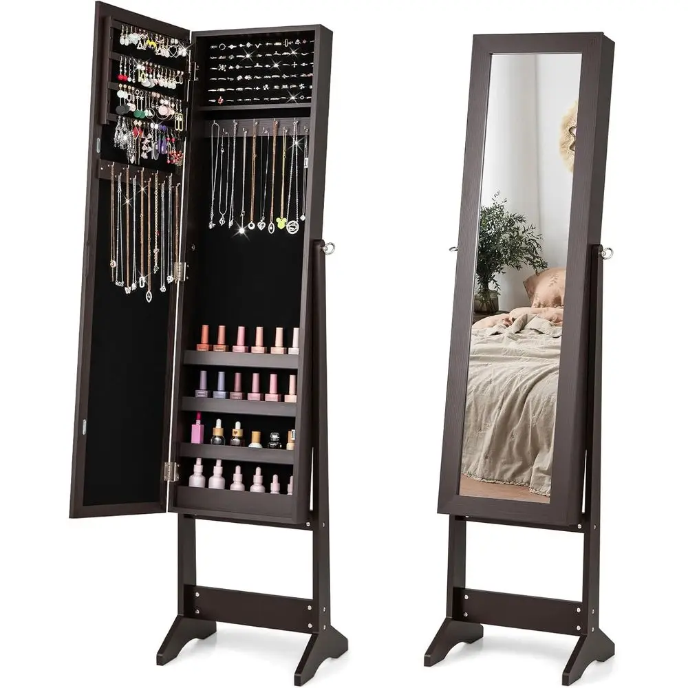 

Напольный шкаф-гардероб с зеркалом в полный рост и регулируемыми углами наклона, большой объем для хранения вещей, для спальни, гостиной